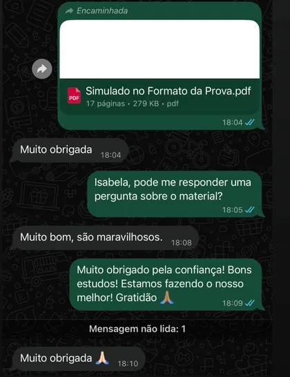 Conversa de WhatsApp: aluna de Guarulhos diz que os mapas são maravilhosos