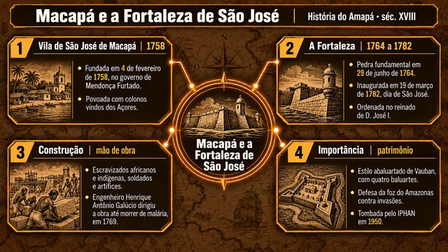 Mapa mental de História do Amapá sobre Macapá e a Fortaleza de São José