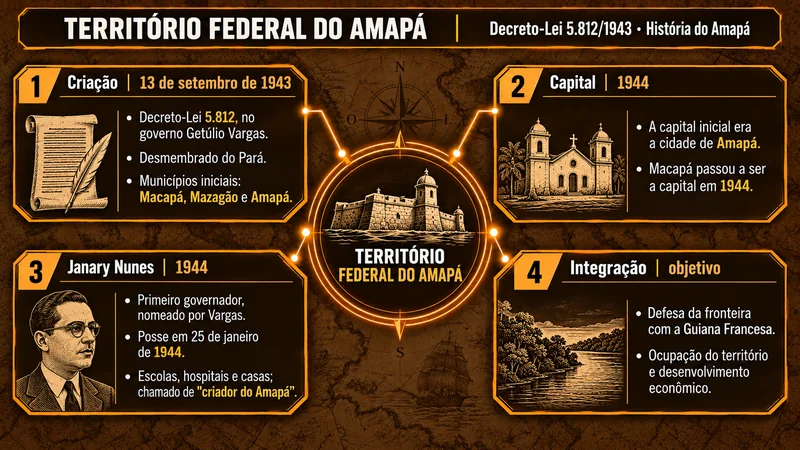 Mapa mental de História do Amapá sobre o Território Federal